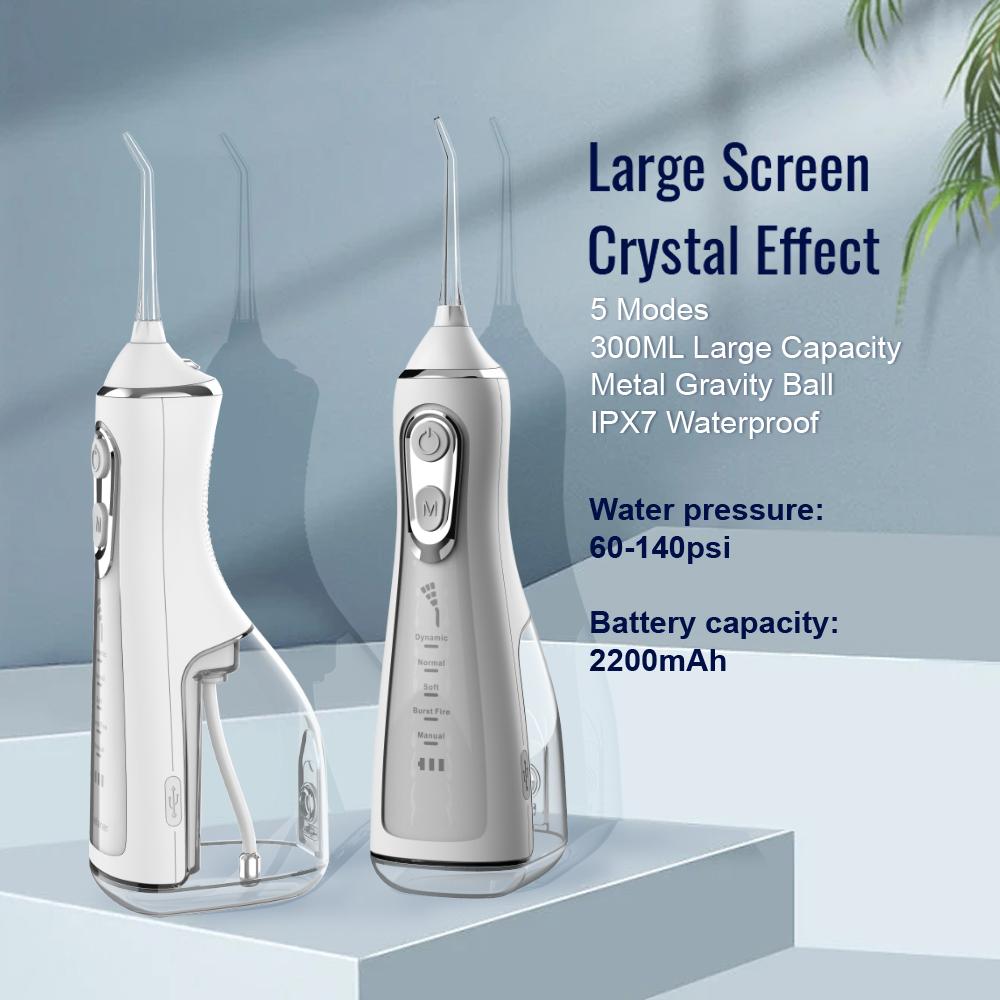 Oral Irrigator zubní scaler 5-rychlostní nastavení Water Flosser Přenosný zubní vodní paprsek 300ML IPX6 Vodotěsný čistič zubů