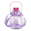 Large Cartoon Children's Straw Water Bottle - High-Capacity, Stylish Plastic Cup for Students