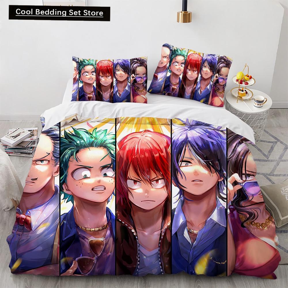 Nowy Anime My Hero Academy Pościel Zestaw Postacie Anime Poszewka na kołdrę 3D Cartoon Poliester Poszewka na kołdrę Queen King Size Dzieci Chłopcy