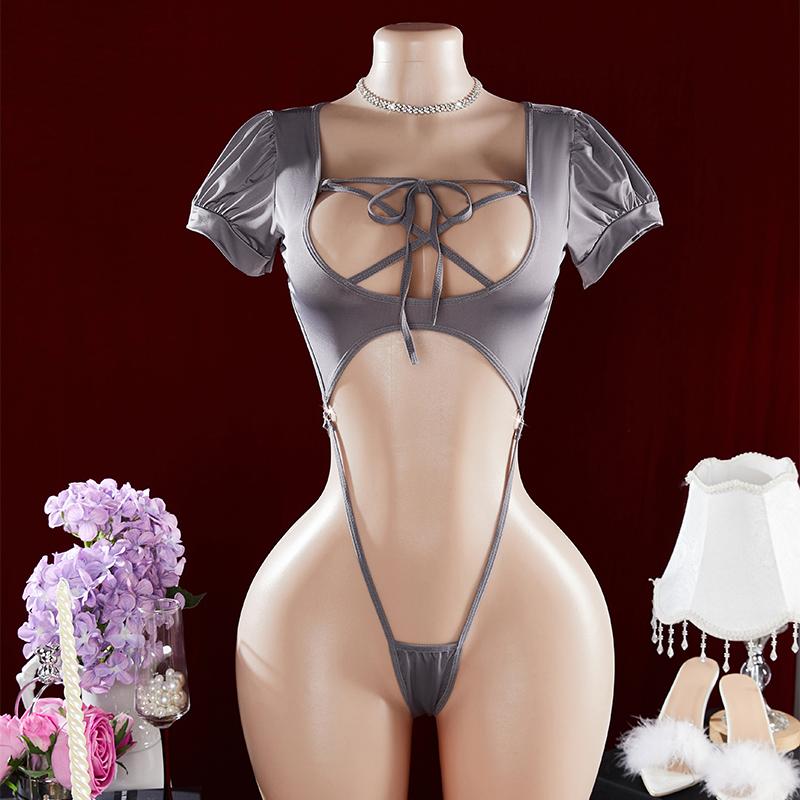 Sexy One-piece   Hollow Open Bra Baby Doll Cosplay Bodysuit Sexy Women's Sex Clothes Crotchless Exposed Navel Erotic Costumes