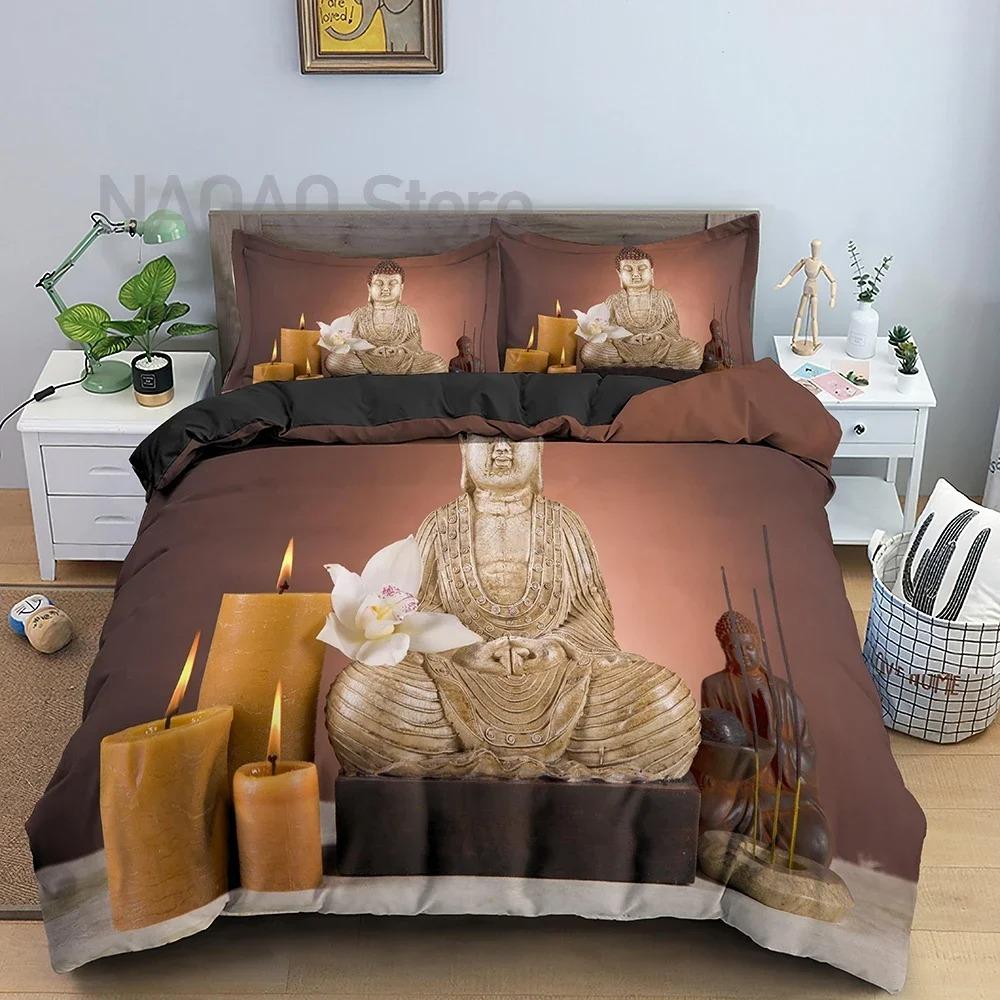 Familien Buddha Bettwäsche Set Mandala Bettbezug Luxus Twin King Size Bettwäsche Sets Bohemian Bettwäsche 23 Teile mit Kissenbezug Golden