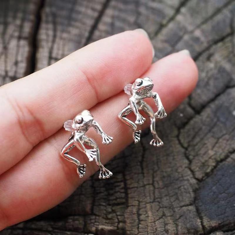 Orecchini Punk Retro Argento Carini a Forma di Rana per Donna Orecchini Piercing Animali Divertenti Gotici per Ragazze Gioielli Moda per Feste Regali