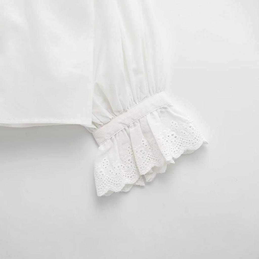 Women's 2025 Spring/Summer European & American Fashion Breathable Embroidered Single-Breasted Top Shirt