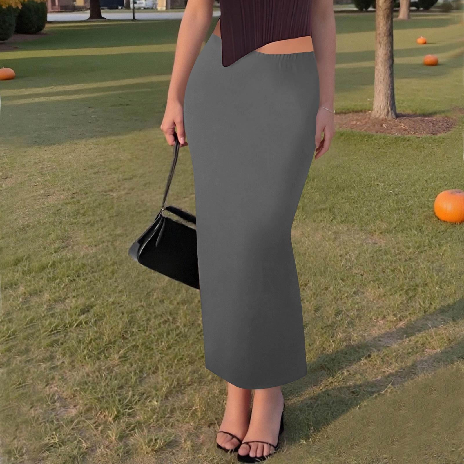 

Женская повседневная модная однотонная юбка-рыбий хвост с разрезом, эластичная узкая юбка до середины тела L