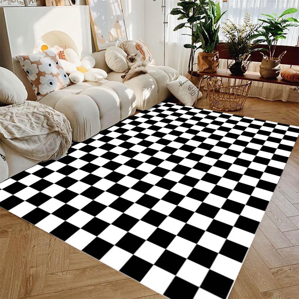 Koberce s kostkovaným vzorem pro dekoraci obývacího pokoje Velké koberce pro dekoraci ložnice Omyvatelný koberec Podložky na podlahu Domácí styl 80x120cm