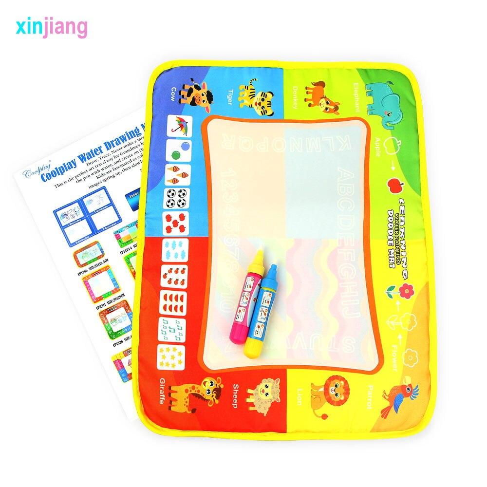 Magic Water Drawing Board &2 Pens Water Doodle Mat Educational Water Coloring Book Writing Toys Gift Toys For Kids )