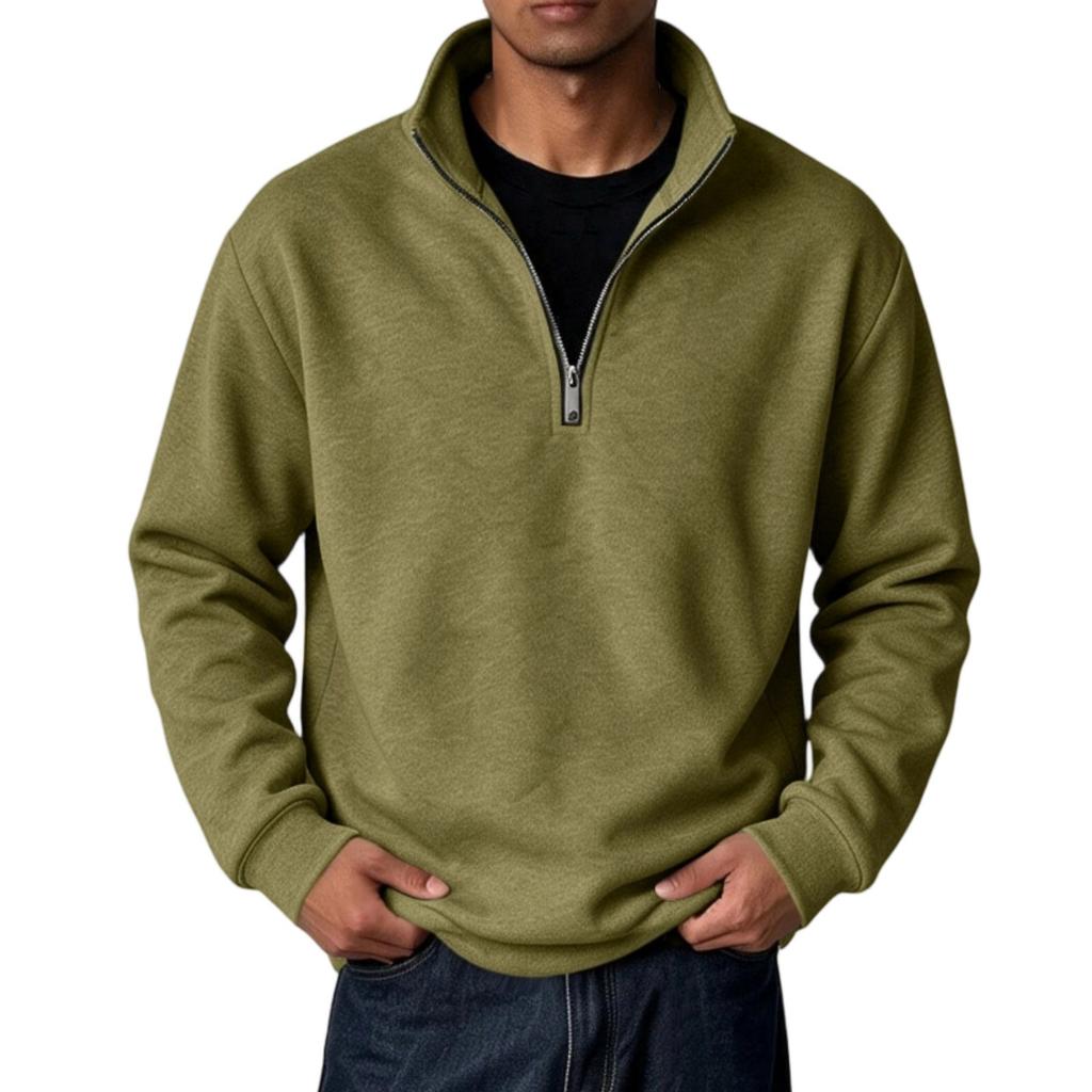Men's Color Half Zip Sweatshirt with Stand Collar Long Sleeve Lightweight Casual Athletic Top