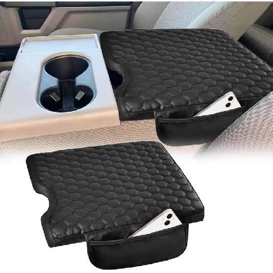 Center Console Cover Compatible With 2015-2025 Ford F150, 2017-2025 F250 F350 F450 With 40/20/40 Jump Seat, Leather Armrest Cover Middle Console Jump Seat Console 2015-20