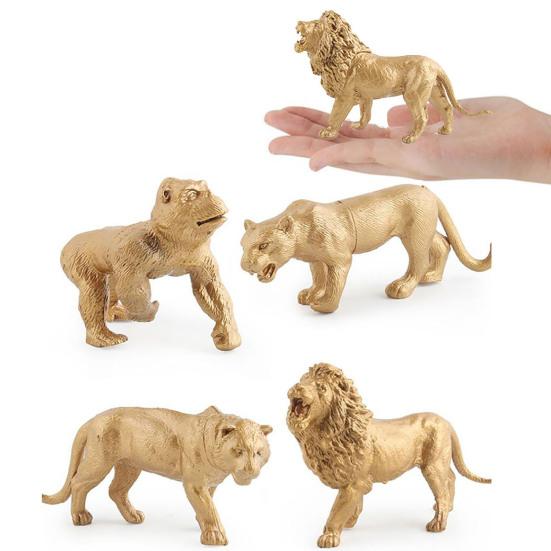7/Set Simulation Ornaments Golden Color Tiger Lion Leopard Ornaments Learning Education