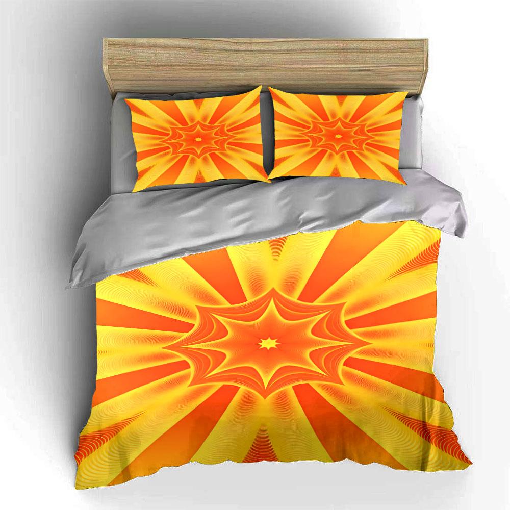 Esplosione di stelle giallo-arancio radiosa. Set lenzuola Set copripiumino Copripiumini Federe(1 * Copripiumino 2 * Federe, senza piumino)