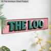2D Flat 1pc Vintage British Humor Aluminum Sign "THE LOO" with Distressed Pink Background & Green Letters 15.7x3.94 Inch, Retro Metal Wall Plaque for