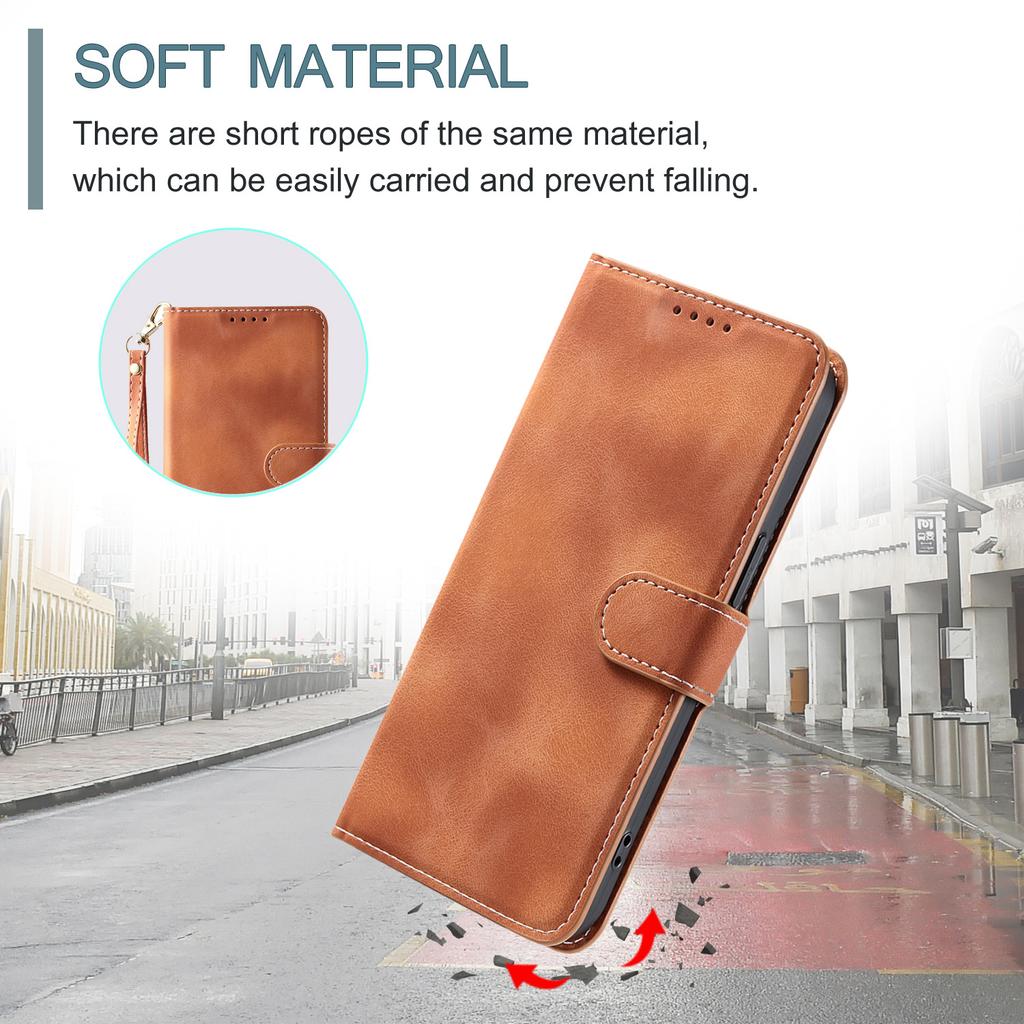 Applicable To Samsung S25 Mobile Phone Leather Case A35 Skin Matte Insert Card Wallet Protective Case A56 Portable Rope Oil Edge Case
