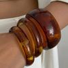 Ingemark 3Pcs/Set Vintage Brown Resin Bracelets Women New Trend Boho Stacking Up Charm Bangles Daily Party Jewelry Accessories