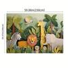 2D Kids Jungle Animals Backdrop, Paper Art Safari Photography Background