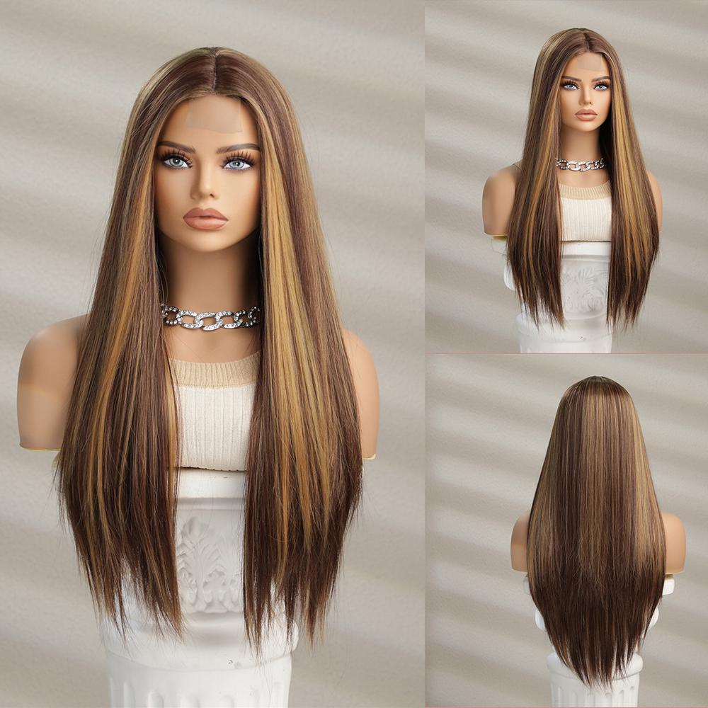 

ALAN EATON HairLine, длинные кружевные синтетические парики цвета пианино, прямой парик для женщин, косплей, повседневное натуральное использование, волосы, термостойкое волокно