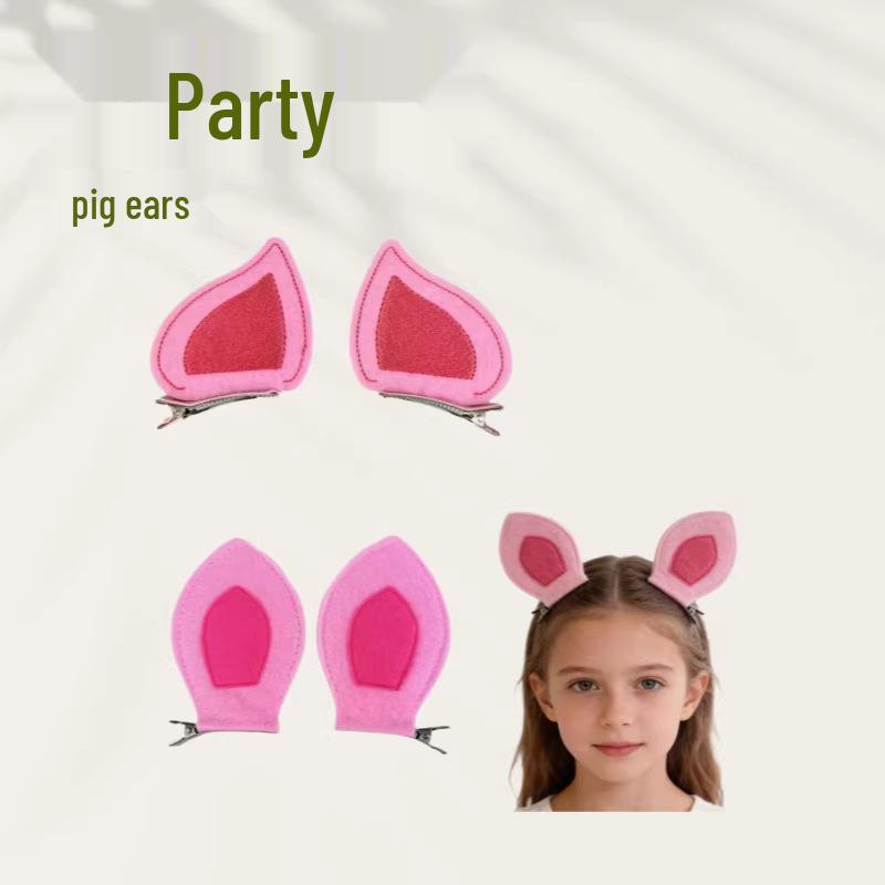 Mädchen Rosa Schweineohren Haarspangen - Niedliche Cartoon Tier Accessoires für Halloween Party & Cosplay