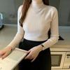 Autumn Winter Women Sweater Korean Fashion Warm Bottoming Shirts Half High Collar Basic Knitwear Solid Long Sleeve Pullovers