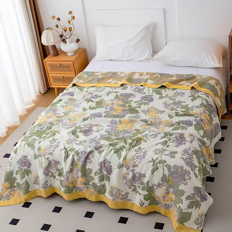 Customizable Pure Cotton 4-Layer Gauze Jacquard Blanket - Perfect New Year Gift