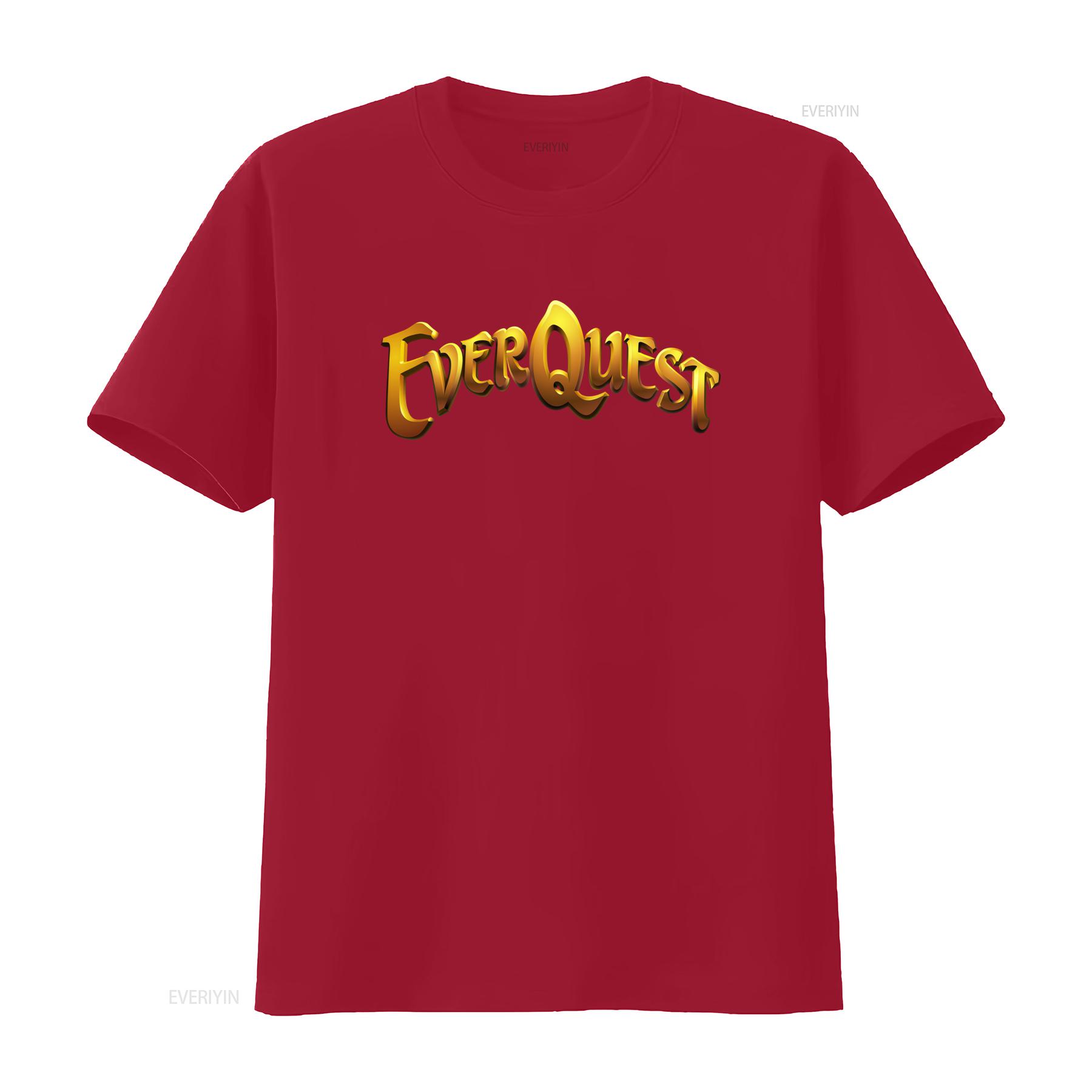 

Everquest Golden Text Print T Shirt for Men Cool Gaming Theme vintage Washed Slightly homme Casual fashion Versatile S