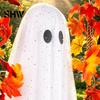 Geheimnisvolle Feiertagsfensterdekorationen Schwingender Geist Außen Dekoration, Große Halloween Hänge mit Ahornblatt Spukbaum Schmuck Ranken Lichter