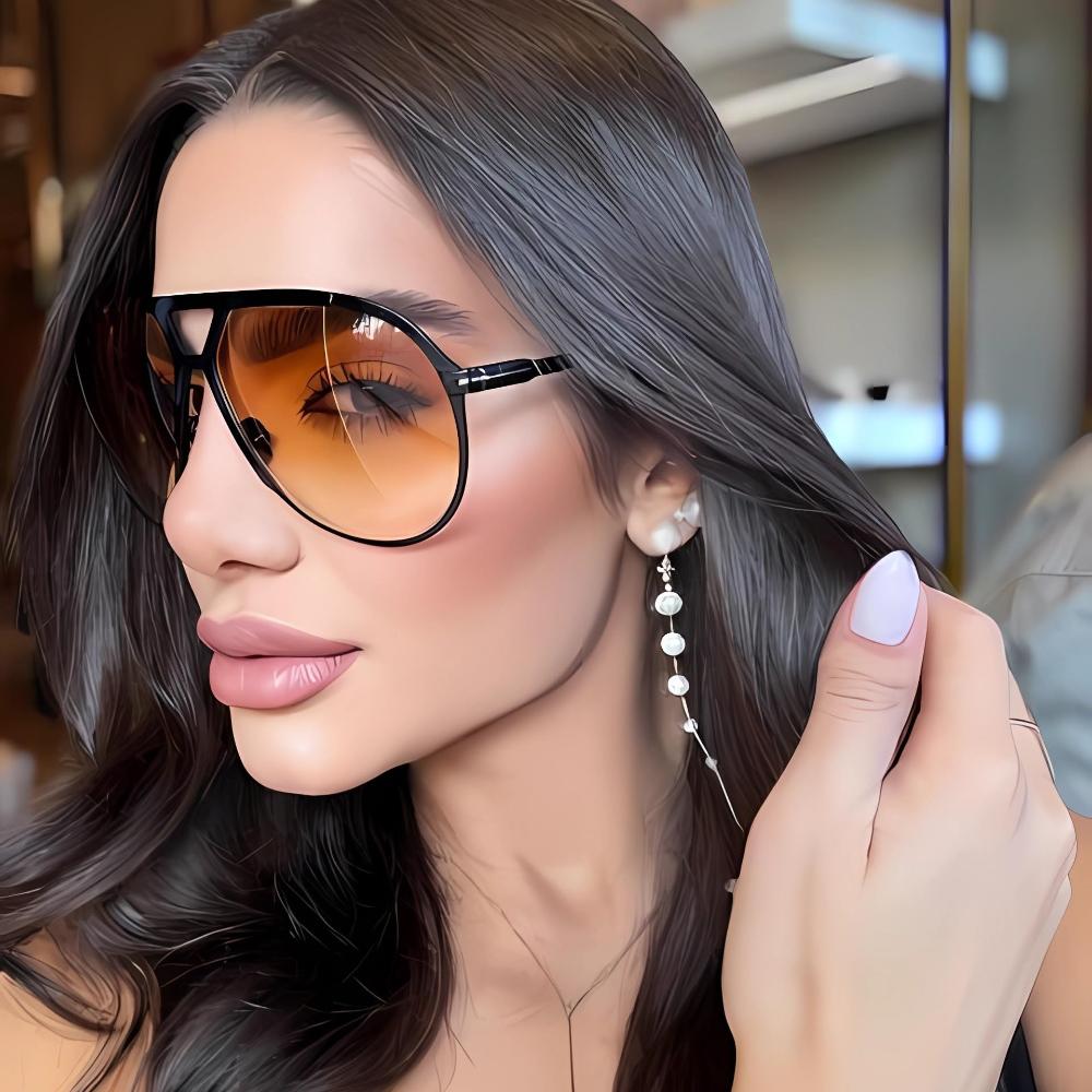 Oversized Pilot Sunglasses for Women Men Retro 70s Shield Sun Glasses UV400 Protection Classic Aviator Style Fashion Accessories