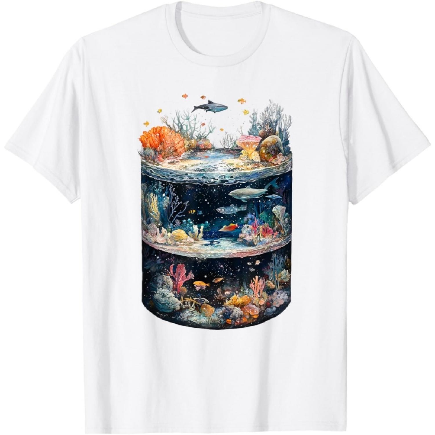 Underwater Layers Surreal Ocean World Design Whimsical Art T-Shirt XXXXXL белый