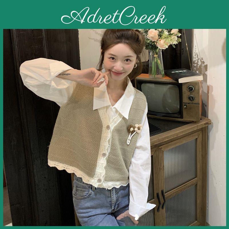 Women Sweater Vneck Vest For 2023 Spring Design Sense Niche Loose Small Figure Outerwear Jacket Cardigan Vest Female