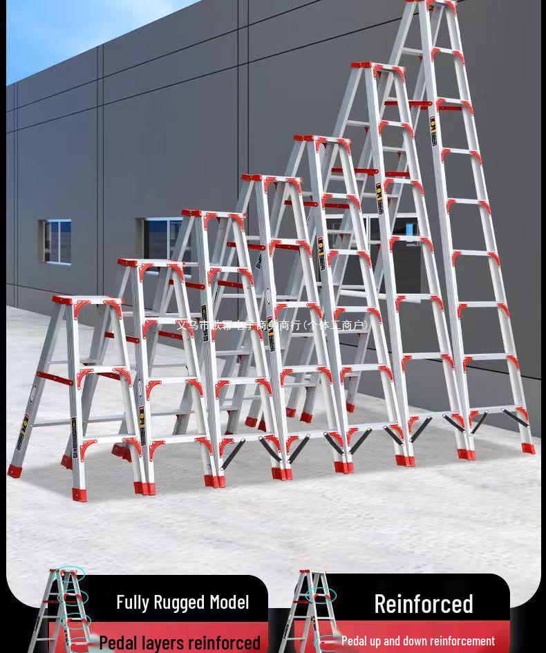 Heavy-Duty Aluminum Double-Sided A-Frame Telescopic Ladder for Household and Attic Use