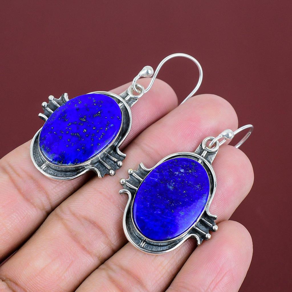 Lapis Lazuli Earrings Genuine Gemstone Earring Handmade Jewelry 925 Sterling Silver Earring Very Pretty Dangle Drop Earring Gifts For Mother