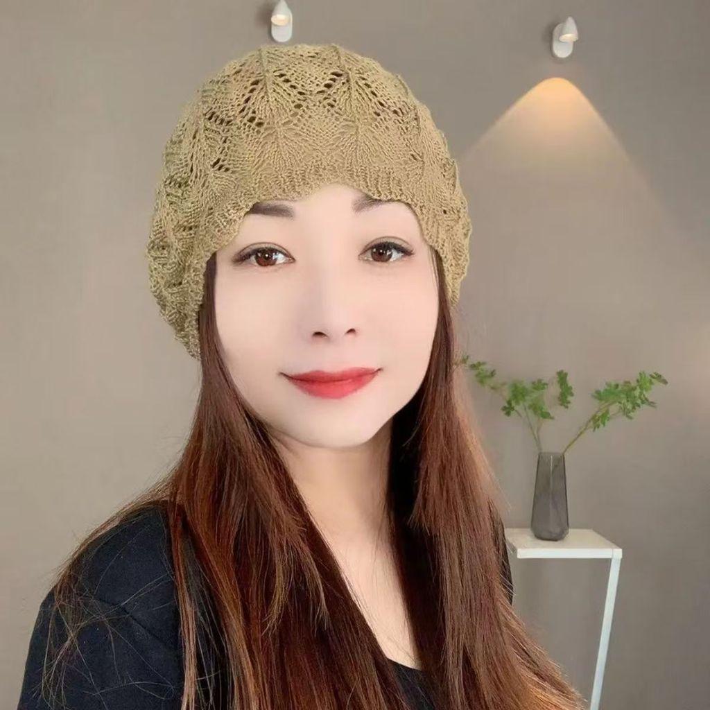 Knitted Hat Woman Autumn Winter Wool Beanie With Breathable Design For Casual Wear