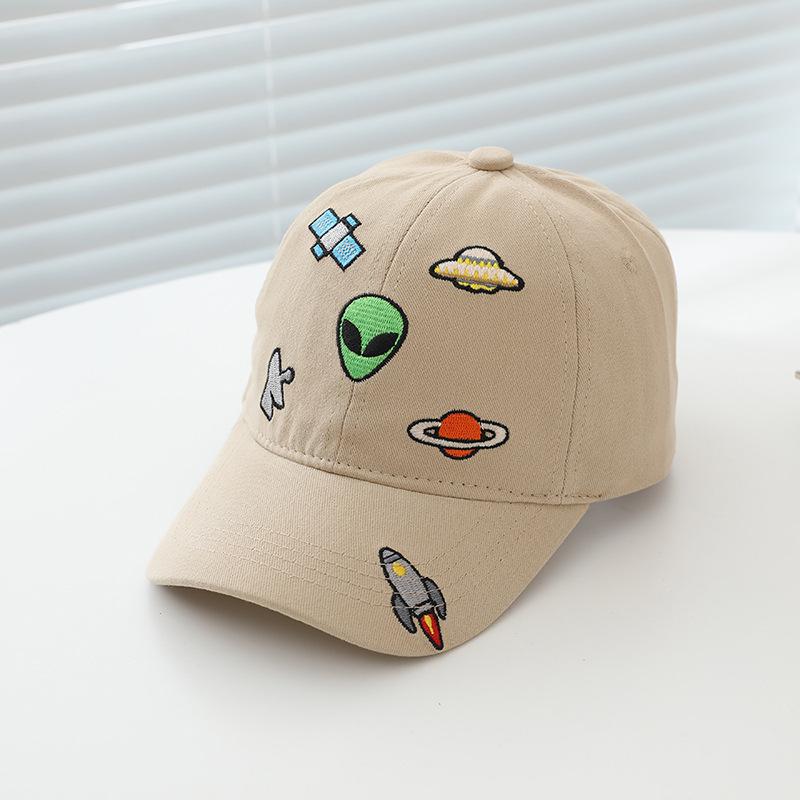 Children's Alien Embroidery Duckbill Cap - Spring/Autumn Korean Cartoon Style Hat for Boys and Girls