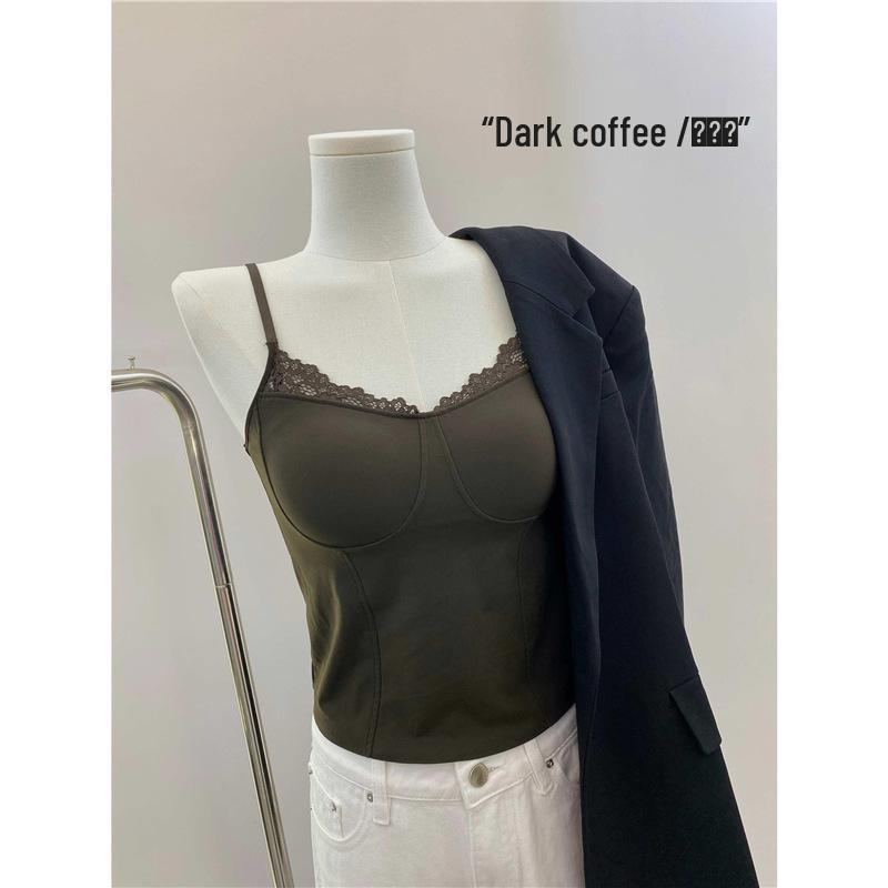 Women's Lace Warm Vest Tank Top - Autumn & Winter Integrated Bra Base Layer
