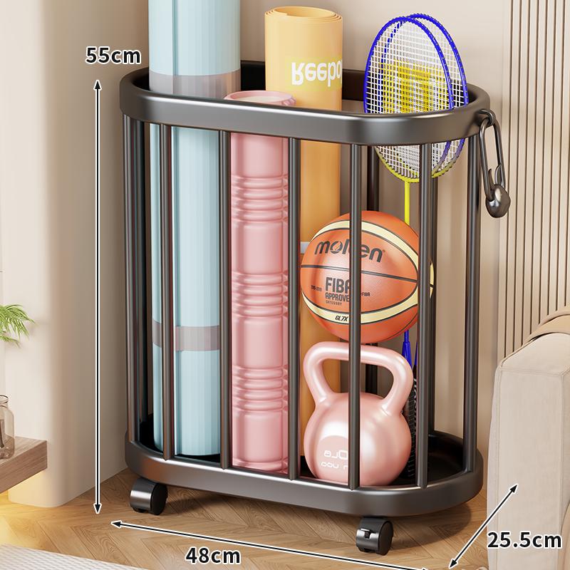 Wheeled Yoga Mat & Fitness Equipment Organizer: Large Capacity Storage Basket