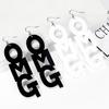Hip Hop OMG Letter Akryl Lang Dangle Statement Kvinner Hook Øredobber Smykker