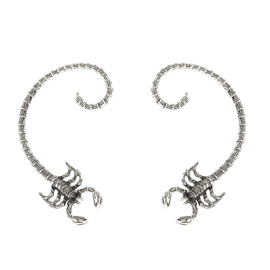 Personality contour scorpion curved stud earrings female, sweet cool hip hop metal three-dimensional earrings earbone jewelry
