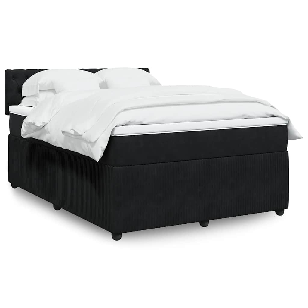 Box Spring Bed with Mattress Black 160 X 200 Cm Velvet