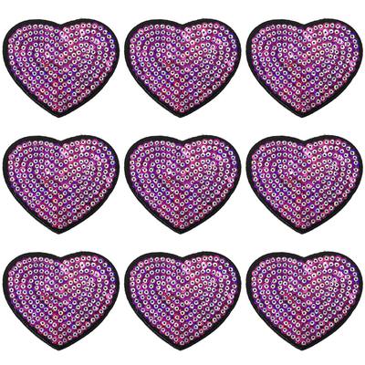 9PCS Sequined Heart-shaped Decorative Patchs Ironed Embroidered T-Shirts Patchs Home Creative DIY Clothing Repair Patchs