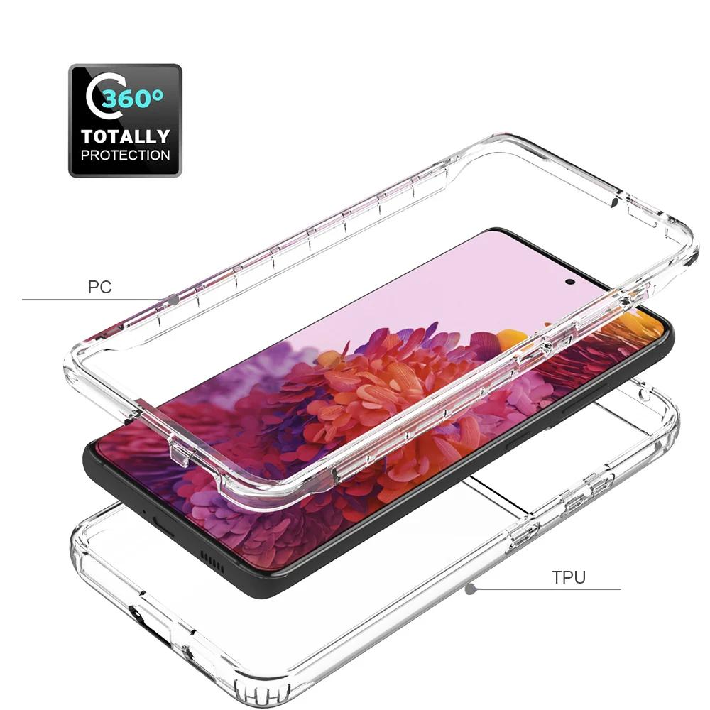 2 in 1 Rugged Armor Transparent Acrylic Shockproof Case For Samsung Galaxy Note 20 Ultra S21 FE 10 Lite S20 Plus Back Cover