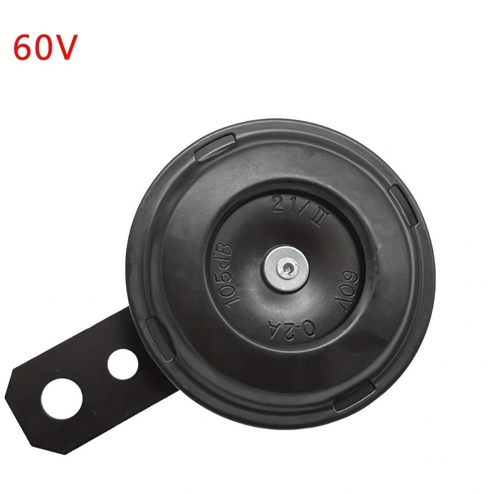 Universal Motorcycle Electric 12V 1.5A/48V 60V 72V 0.2A Round Black Basin Air Horn Motorbike Loud Disc Speaker 105Db,Pack Of 1