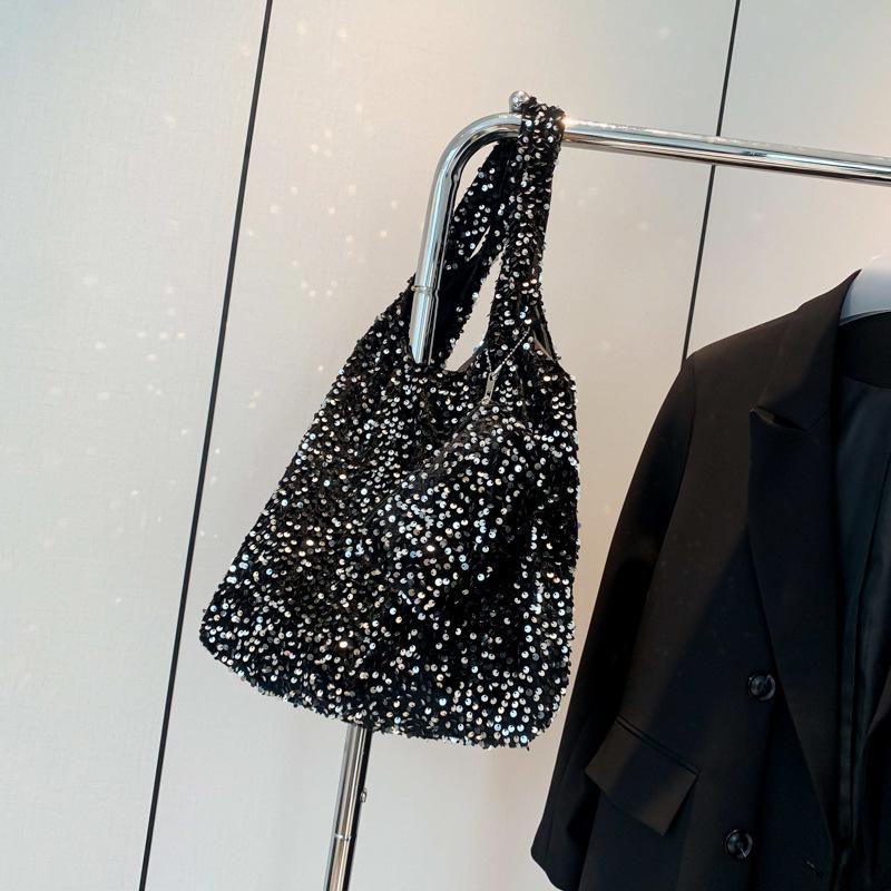 

Вместительная сумка для поездок на работу, женская новая популярная сумка на плечо, подмышку, универсальная, с высокой ценностью, блестящая сумка-тоут с пайетками