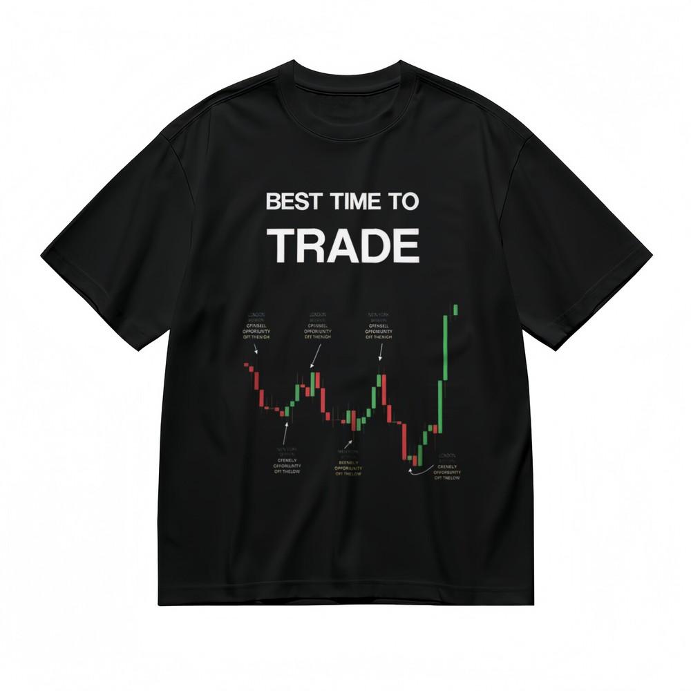 

Men s T-shirt With Minimalist BEST TIME TO TRADE Chart Design Unisex 100% Cotton XL