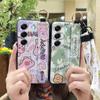 Ring Shockproof Phone Case For Tecno Camon40 4G/CM5 Silicone Back Cover Wrist Strap Lanyard Cartoon Anti-dust Kickstand
