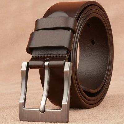 Retro Cowhide Belt Men'S Pin Buckle Belt Business Casual Trendy Men'S Simple Leather Belt