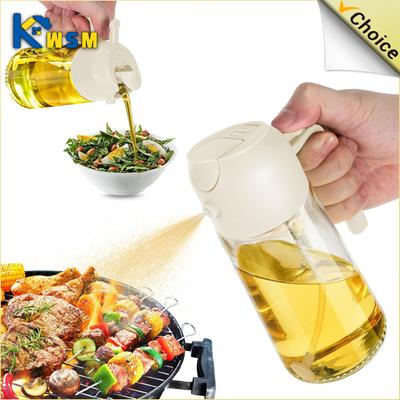 1PC 2in1 630ml Glass Spray Oil Sprayer Bottle Spray Oil Dispenser Oil Jar Cruet BBQ Kitchen Baking Roasting Picnic Kitchen Tool