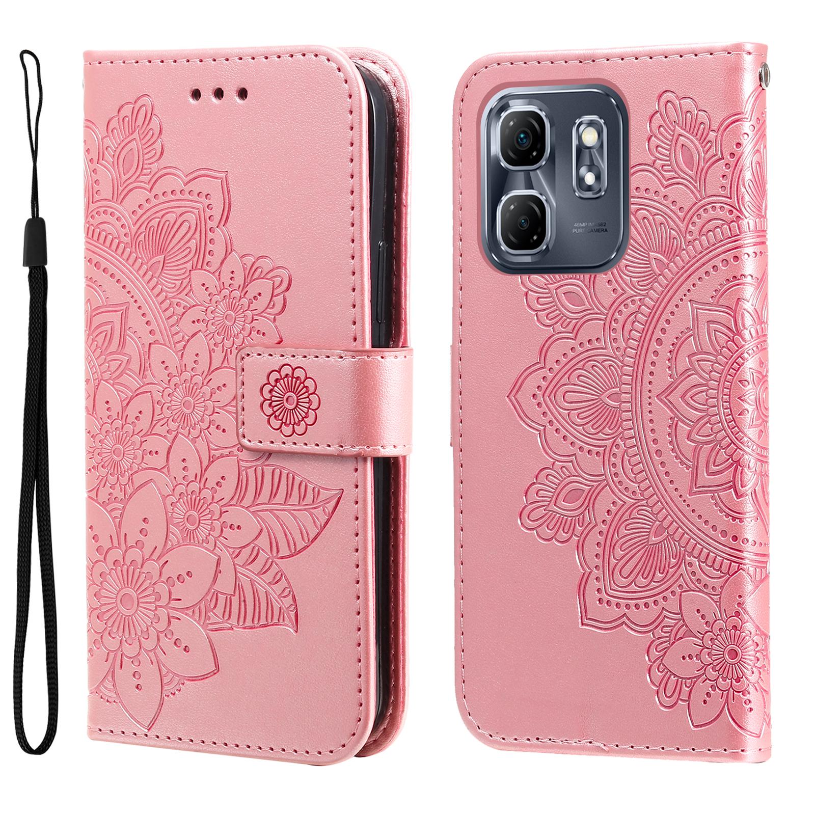 

For Infinix Hot 50i 4G/Smart 9 4G Case Floral Pattern PU Leather Wallet Stand Phone Cover D