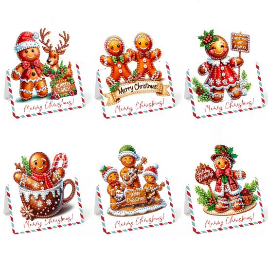 6 Pcs DIY Rhinestone Painting Birthday Gnome Greeting Card Kit 5D Rhinestone Art Birthday Cards for Adults Kids Anniversary Holiday Gifts