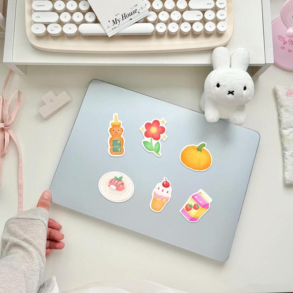 50PCS Cute Cartoon Bread Food Stickers: Waterproof DIY Decals for Planner and Notebook Decoration