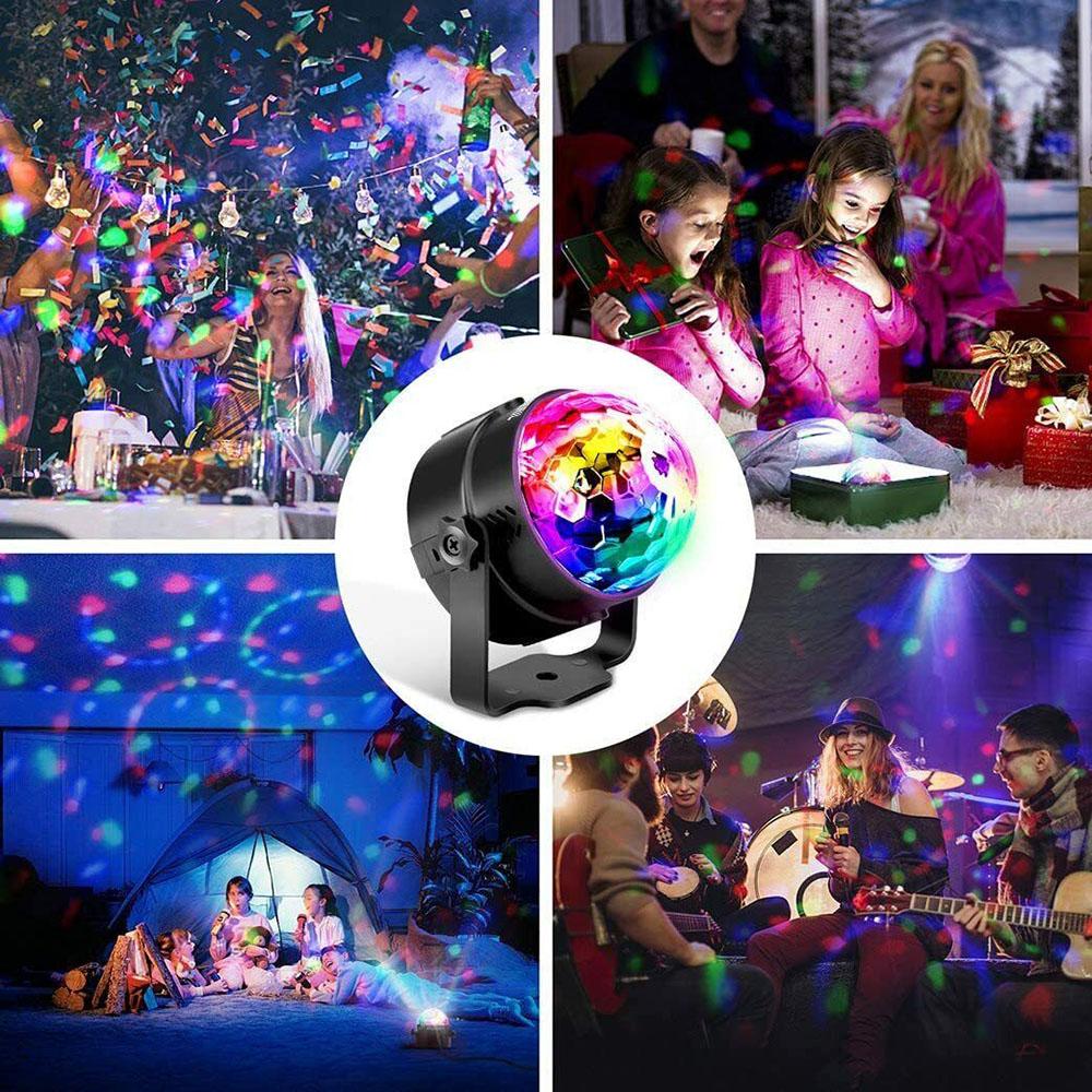 LED Stage Disco Light Rotating DJ Ball Strobe Remote Sound Control Magic Dance Car RGB Christmas Gift Party Club Laser Show Lamp