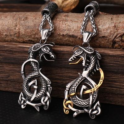 Hip Hop Men's Creative Stainless Steel Pendant Necklace Personalized Domineering Viking Dragon Titanium Steel Pendant