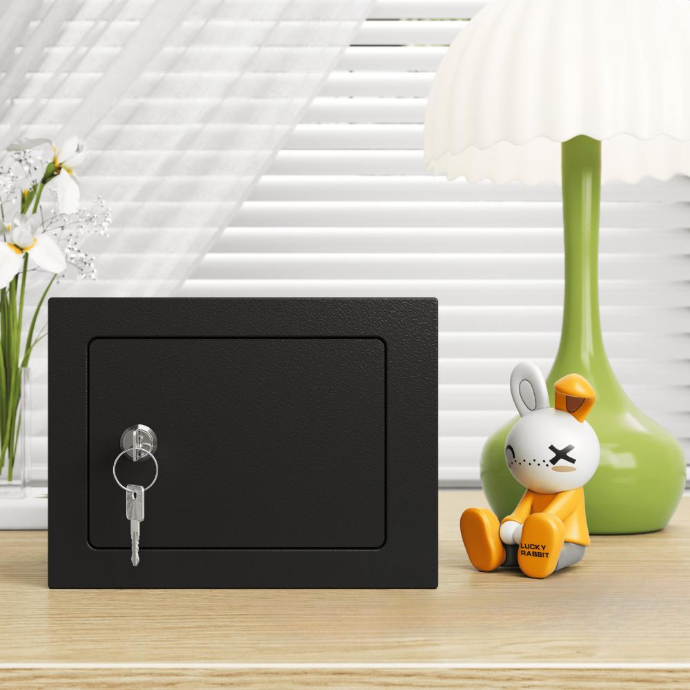 Boîte Coffre-Fort à Pièces en Acier Compacte Double Serrure à Clé Pas Besoin de Batterie Boîte de Sécurité pour Dépôts Domicile Bureau Cadeau Parfait pour les Vacances Anniversaire Moderne Durable